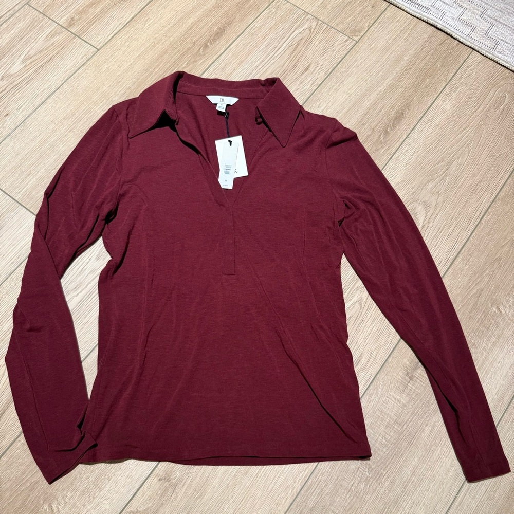 Banana Republic Deep Red Long Sleeve Top